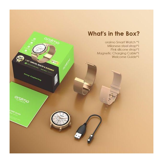 Oraimo Watch Muse 1.32” AMOLED,IP68 Waterproof Smart Watch,AI-Generated Watch Faces,Anti-scratch Panda Glass, Blood Oxygen & Heart Rate Monitor