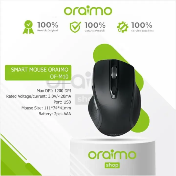 Oraimo Smart Mouse  OF-M10 – Wireless Mouse With Ergonomic Design, Silent Clicks, Long Battery Life, Plug & Play,1200 DPI optical sensor,Compatibility: Windows, macOS, and Linux