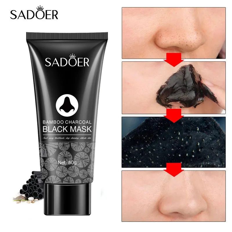 SADOER Peel Off Mask Black Mask Deep Cleansing Bamboo Charcoal Blackhead Remover Shrink Pores Mask, Blackhead removing, pore shrinking, Vitamin C , nasal mask for deep cleaning, tear off, facial ma