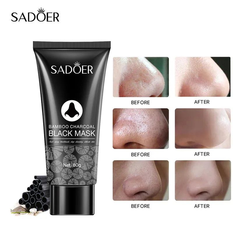 SADOER Peel Off Mask Black Mask Deep Cleansing Bamboo Charcoal Blackhead Remover Shrink Pores Mask, Blackhead removing, pore shrinking, Vitamin C , nasal mask for deep cleaning, tear off, facial ma