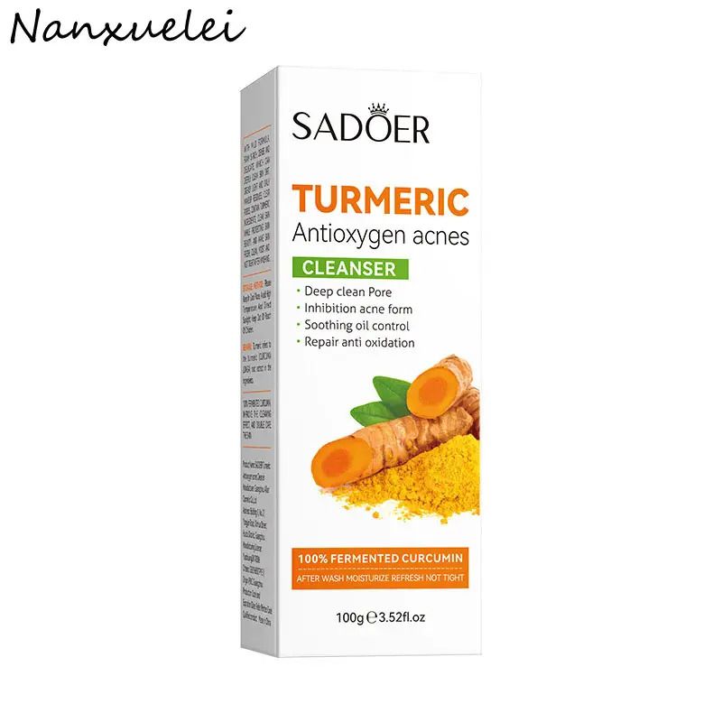 Sadoer Turmeric 2 in 1, Turmeric Cleanser + Turmeric Serum, Tumeric Anti Oxidation Set of Serum and Cleanser, Like Viamin C, Tumeric has anti Oxidation Properties, Anti Acnes and Soothing