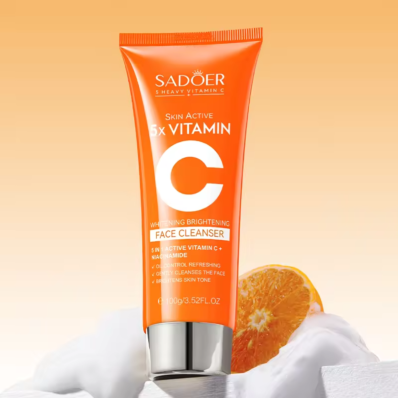 Sadoer 3 in 1 Skin Active 5 X Vitamin C  Cleanser  +  Vitamin C Serum for Deep Hydration and Skin Water Locking, Brightening the Skin Tone, Nourish The Skin, Whiten Spot