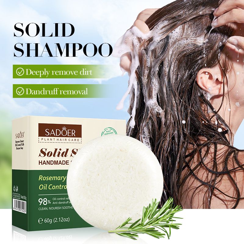 SADOER Solid Shampoo Hand made Soap, Rosemary Extract Solid Shampoo Soap for Oil Control, Fluffy Hair, Anti Dandruff and Anti Itch Hair Shampoo, Nourish and Sooth Scalp