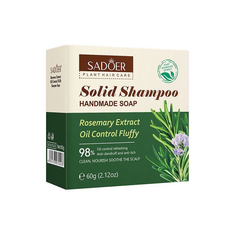 SADOER Solid Shampoo Hand made Soap, Rosemary Extract Solid Shampoo Soap for Oil Control, Fluffy Hair, Anti Dandruff and Anti Itch Hair Shampoo, Nourish and Sooth Scalp