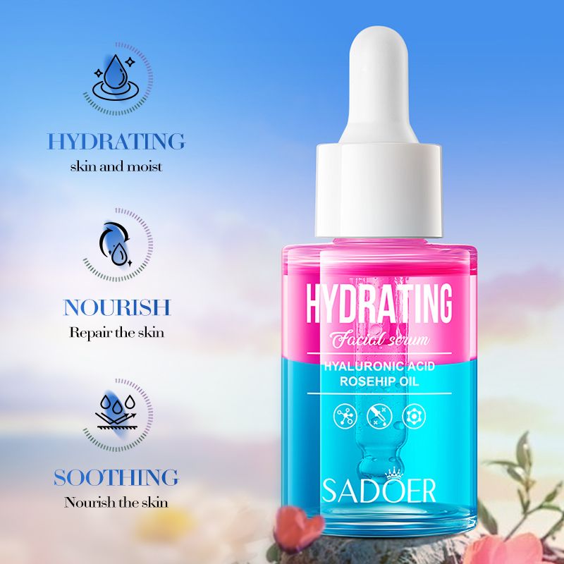 SADOER  Hyaluronic Acid Rosehip Oil Hydrating Facial Serum For Relieving Rough Skin , Intensive Hydration, Soothing Like Vitamin C, Nourishing, Enhance Luster of the Skin