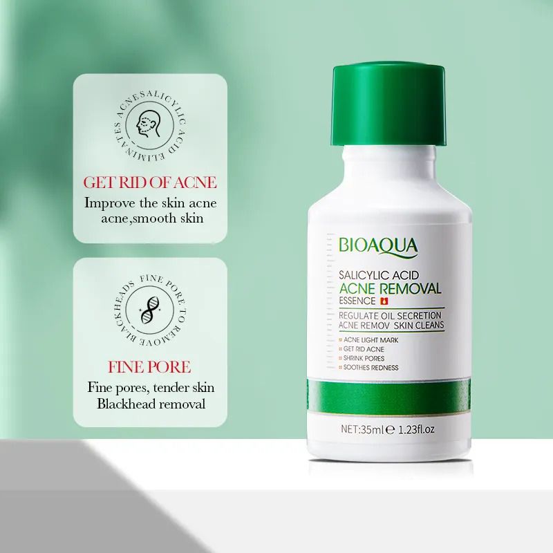 BIOAQUA 3 in 1, Salicylic Acid Acne Treatment and Oil Control Combo, Salicylic Cleanser + Salyclic Essence + Cream (20g), Can Add Vitamin C, Oil Control, Acne Relief, Shrink Pores, Eliminate Acne,