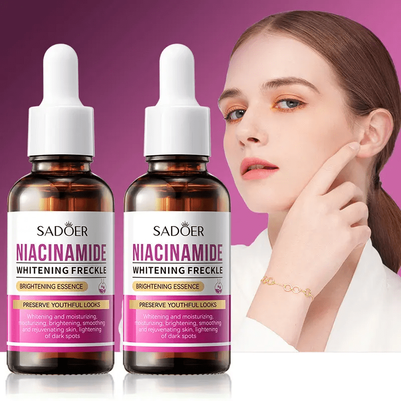 SADOER 2 Pieces, Niacinamide Moisturizing, Brightening Essence, Fade Dark Marks and Whiten Freckles, Like Vitamin C, Fade Dark Spots, Fade Freckles, Moisturizing and Face Brightening