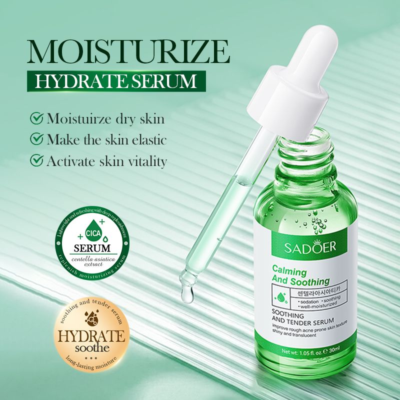 SADOER Centella Asiatica Soothing and Tender Serum, Anti Acne Calming and Moisturising Serum can Add Vitamin C, Oil Control, Hydrating, moisturising