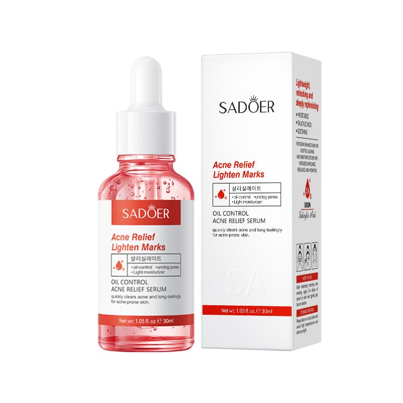SADOER Acne Relief Serum , Lighten Marks, Oil Control Acne Relief Serum Salicylic Acid Serum, Can Add Vitamin C,Salicylic Acid Serum, Deeply Refreshing and Replenishing,, Rejuvenates and Increase Glow