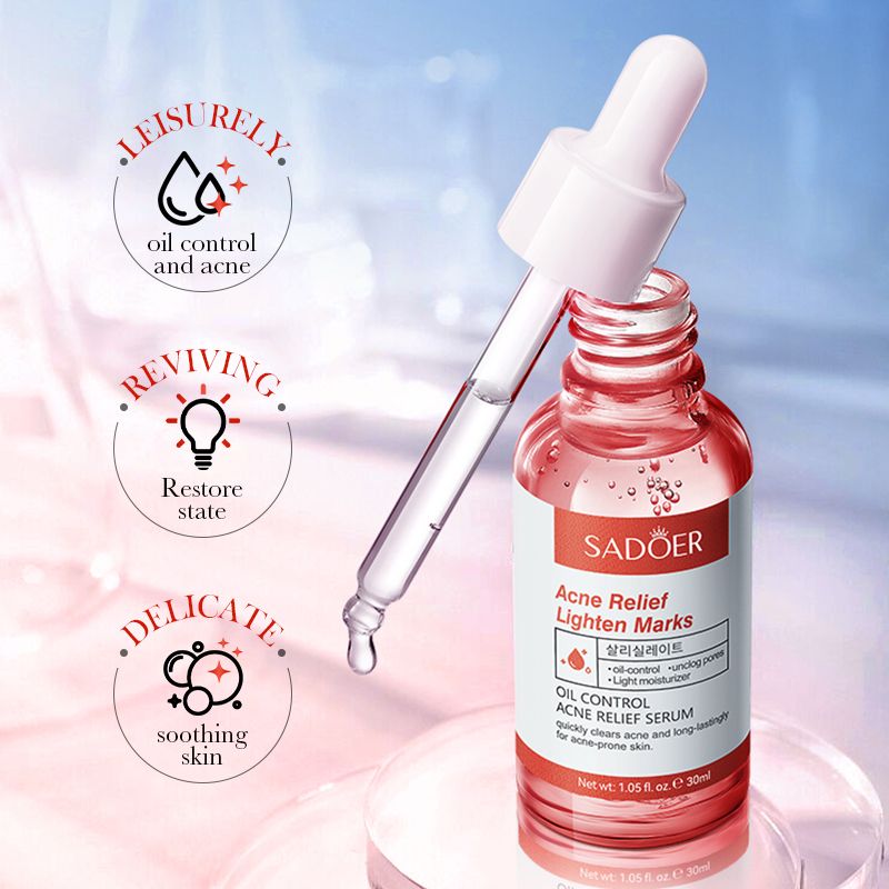 SADOER Acne Relief Serum , Lighten Marks, Oil Control Acne Relief Serum Salicylic Acid Serum, Can Add Vitamin C,Salicylic Acid Serum, Deeply Refreshing and Replenishing,, Rejuvenates and Increase Glow
