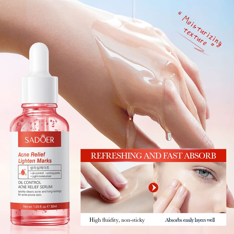 SADOER Acne Relief Serum , Lighten Marks, Oil Control Acne Relief Serum Salicylic Acid Serum, Can Add Vitamin C,Salicylic Acid Serum, Deeply Refreshing and Replenishing,, Rejuvenates and Increase Glow