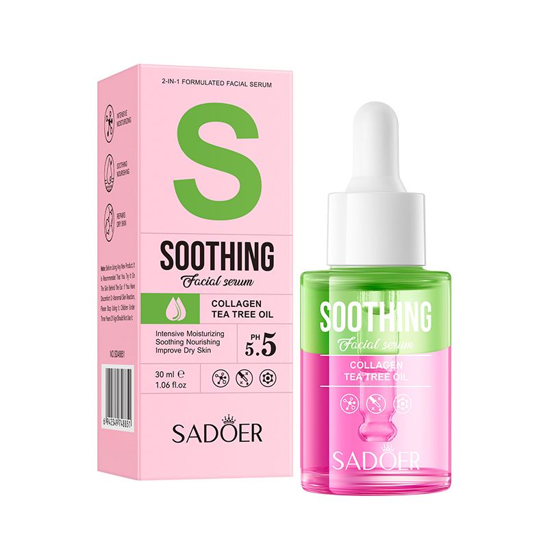 SADOER Collagen and Tea Tree Oil Soothing Face Serum, Moisturizing, Improve Dry Skin, Can add Vitamin C, Intensive Moisturising, Nourishing, Improve Dry Skin, Smoothing Collagen and Tea Tree ingridien
