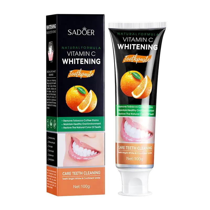 SADOER Vitamin C Teeth Whitening Toothpaste, Teeth Whiteninng, Restore Natural Teeth Color, Remove Coffee Stains, Tobacco Stains, For Bright White Smile