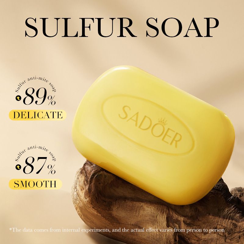 Sadoer 3 Pieces Soap, Sulfur Mite Removal Soap + Kojic Acid Soap + Turmeric Anti Acnes Soap Tumeric Soap, Eliminate Acne, Smoothen Skin, Shrink Pores, Gentle Cleansing