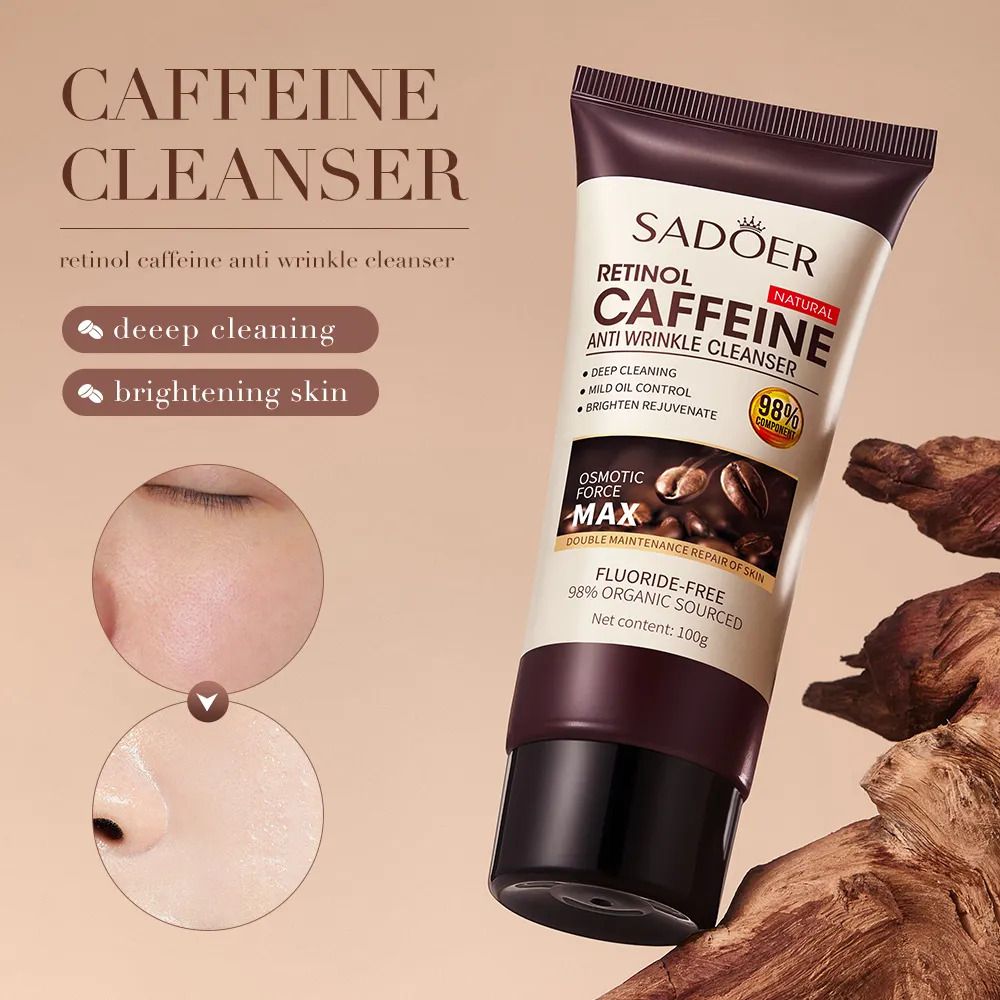Sadoer 3 in 1, Retinol Caffeine Face Serum + Cleanser + Face Cream  Like Vitamin C, Offers Anti Wrinkles, Skin Rejuvenation, Moisturizing, Firming, Increase Skin Elasticity