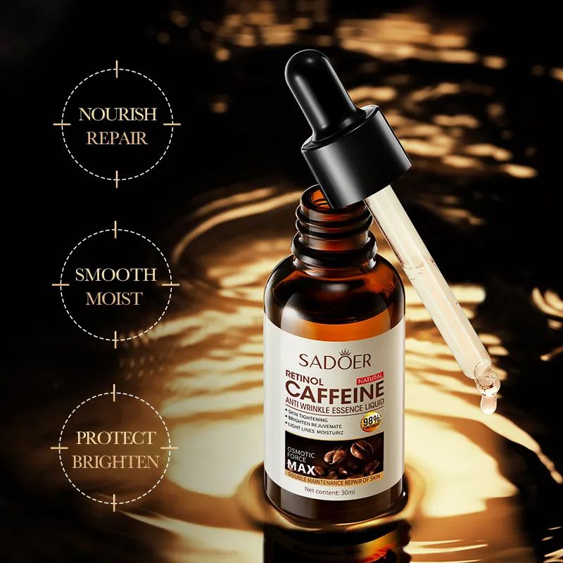 Sadoer 3 in 1, Retinol Caffeine Face Serum + Cleanser + Face Cream  Like Vitamin C, Offers Anti Wrinkles, Skin Rejuvenation, Moisturizing, Firming, Increase Skin Elasticity