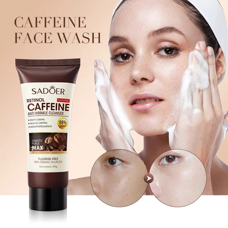 Sadoer 3 in 1, Retinol Caffeine Face Serum + Cleanser + Face Cream  Like Vitamin C, Offers Anti Wrinkles, Skin Rejuvenation, Moisturizing, Firming, Increase Skin Elasticity
