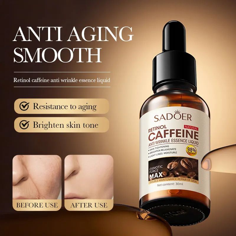 Sadoer 3 in 1, Retinol Caffeine Face Serum + Cleanser + Face Cream  Like Vitamin C, Offers Anti Wrinkles, Skin Rejuvenation, Moisturizing, Firming, Increase Skin Elasticity