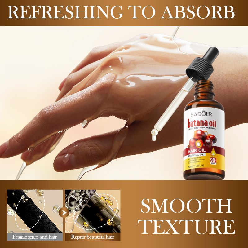SADOER Batana Oil  Hair Oil, Essential Oil for  Hair Care, Scalp Care, Hair Growth, Voluminous Dense Hair Growth, Activates Hair Follicles, with Ginger and Hydrating Carotenoids For Fluffy Shiny Hair