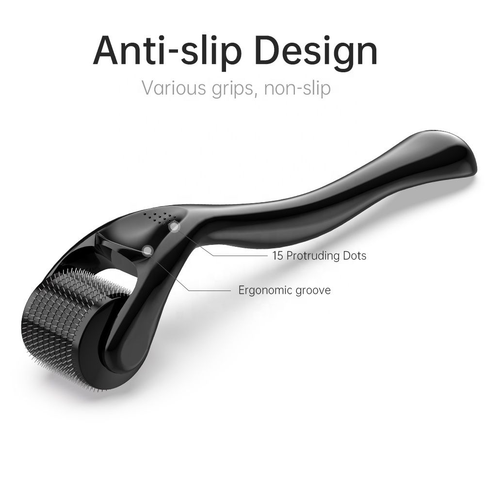 Black Derma Roller, Micro Needles Therapy 0.5 mm Derma Roller Hair Growth Beard Growth Anti-Wrinkle Derma Roller, Anti Stretchmarks, Anti Black Heads