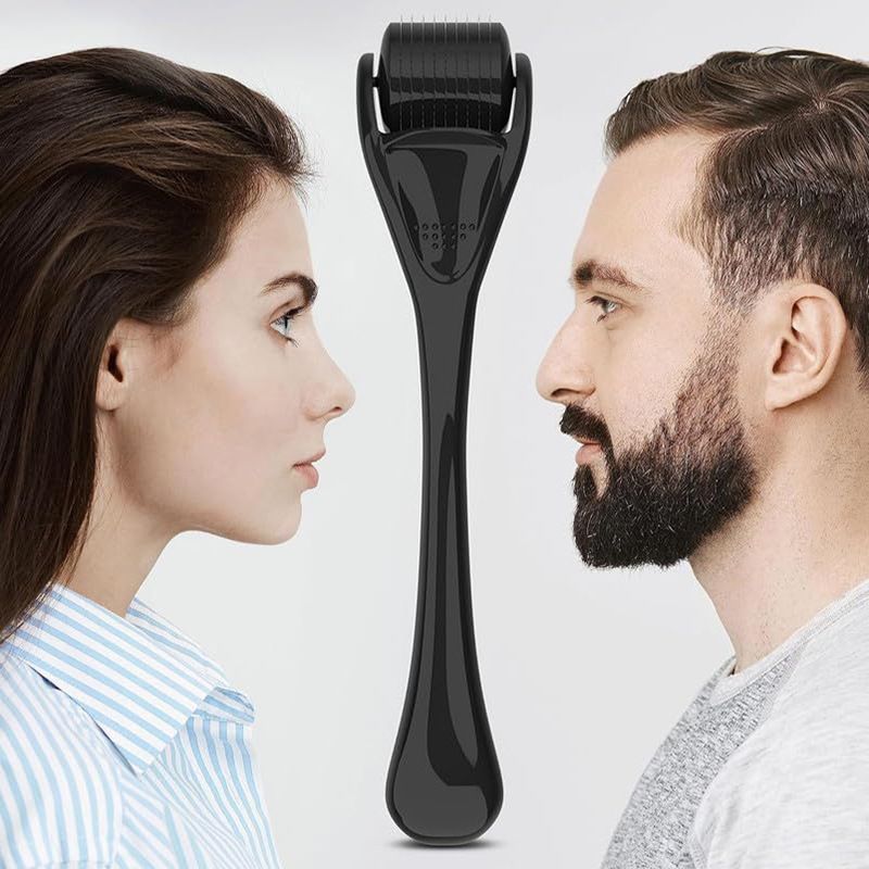 Black Derma Roller, Micro Needles Therapy 0.5 mm Derma Roller Hair Growth Beard Growth Anti-Wrinkle Derma Roller, Anti Stretchmarks, Anti Black Heads