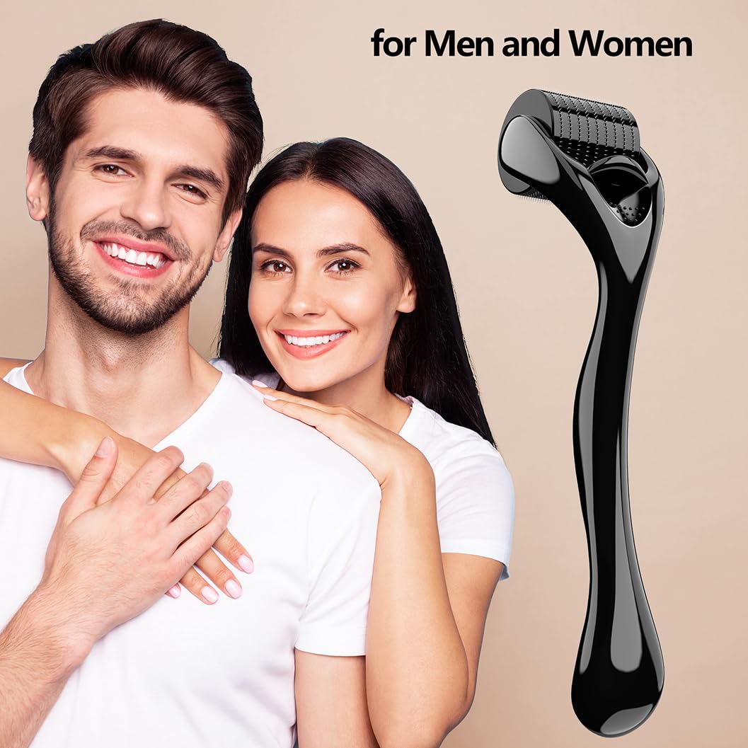 Black Derma Roller, Micro Needles Therapy 0.5 mm Derma Roller Hair Growth Beard Growth Anti-Wrinkle Derma Roller, Anti Stretchmarks, Anti Black Heads