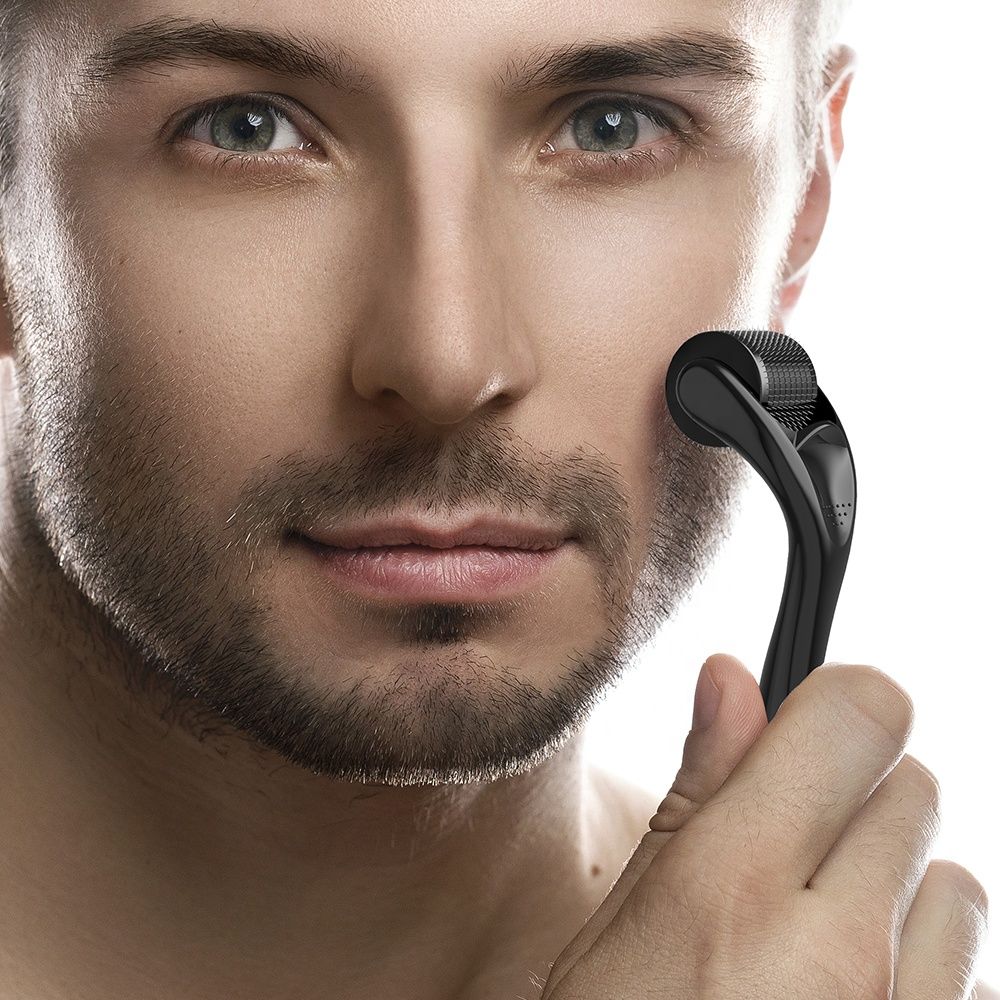 Black Derma Roller, Micro Needles Therapy 0.5 mm Derma Roller Hair Growth Beard Growth Anti-Wrinkle Derma Roller, Anti Stretchmarks, Anti Black Heads