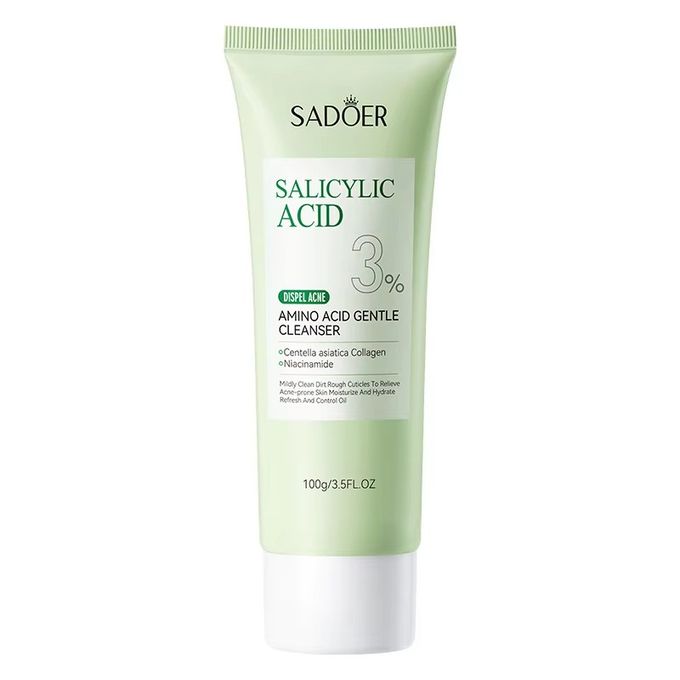 Sadoer 4 in 1 Set of Salicylic Acid 3% Acne Dispel Acne Repair Cream + Acne Repair Serum + Dispel Acne Amino Acid Gentle Cleanser + Anti Light Aging Sunscreen SPF 50 , Like Vitamin C, Moisturize skin