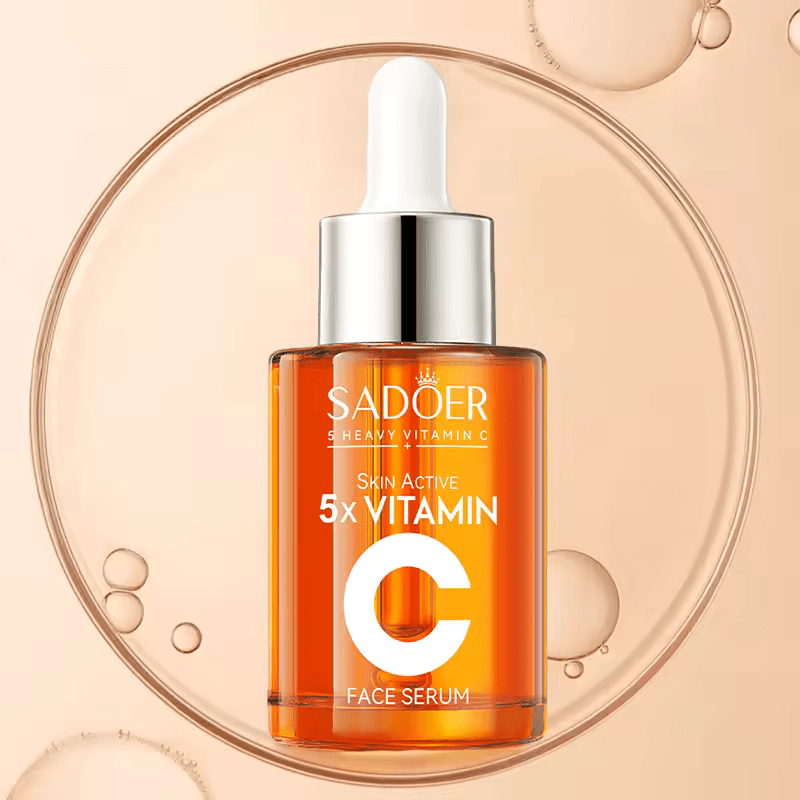 Sadoer 3 in 1 Skin Active 5 X Vitamin C  Cleanser  +  Vitamin C Serum for Deep Hydration and Skin Water Locking, Brightening the Skin Tone, Nourish The Skin, Whiten Spot