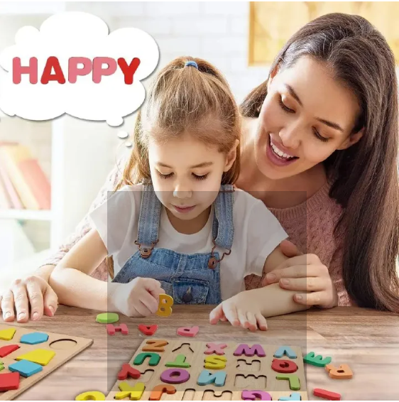 Wooden Puzzles Toys for Kids 3 Year Alphabet Numbers Children Montessori Educational Learning Toys abc Letters Preschool Gift AS PICTURE