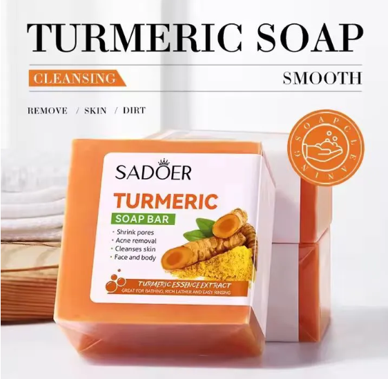 [Anniversary sale] 3 In 1 Set Sadoer Turmeric Soap Bar + Serum + Cream Skin Care for Shower, Smoothing and Cleanses Skin Face Wash Soap Face Serum, Face Wash Oily Skin Bar Soap for Face and Body