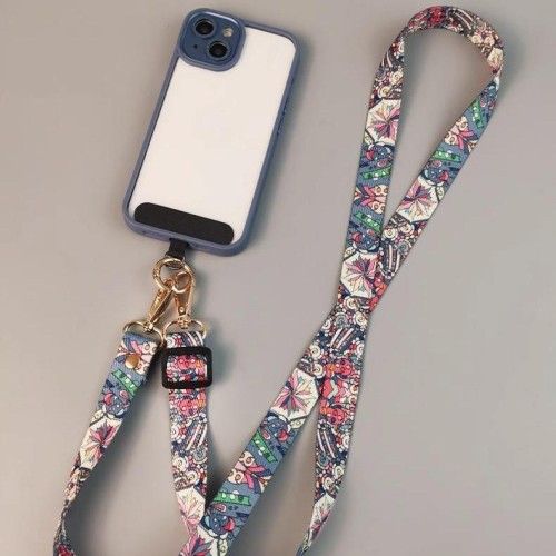 Adjustable Crossbody Phone Lanyard Strap – Vintage Tribal Pattern, Hands-Free Universal Neck & Shoulder Strap with Keychain Holder