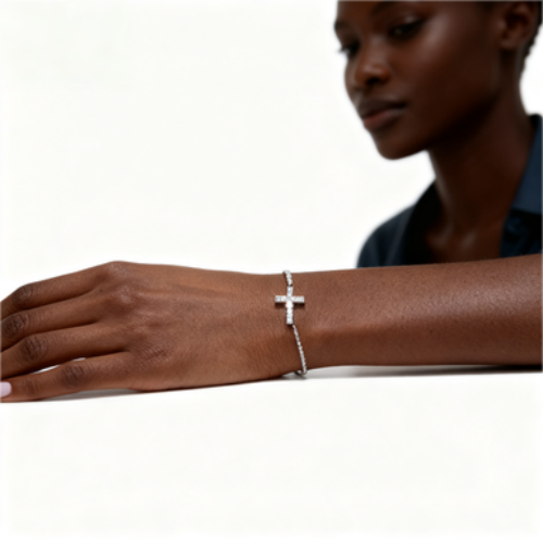 925 Silver Cross Bracelet with Zircon – Ins Style Luxury Minimalist Jewelry for Women