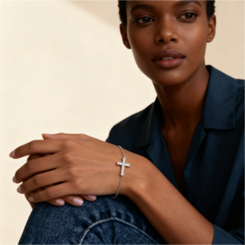 925 Silver Cross Bracelet with Zircon – Ins Style Luxury Minimalist Jewelry for Women