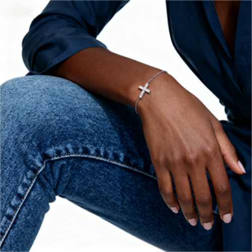 925 Silver Cross Bracelet with Zircon – Ins Style Luxury Minimalist Jewelry for Women
