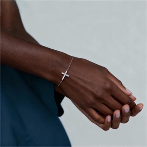 925 Silver Cross Bracelet with Zircon – Ins Style Luxury Minimalist Jewelry for Women