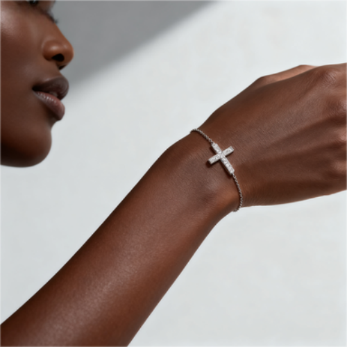 925 Silver Cross Bracelet with Zircon – Ins Style Luxury Minimalist Jewelry for Women