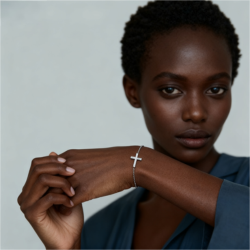 925 Silver Cross Bracelet with Zircon – Ins Style Luxury Minimalist Jewelry for Women