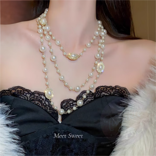 Kilimall High-Quality Bestselling Jewelry Must-Have Imitation Pearl Necklace for Women - French Retro, High-End, Light Luxury Layered Choker, Banquet Accessory | Retro Necklace [Imitation Pearl]