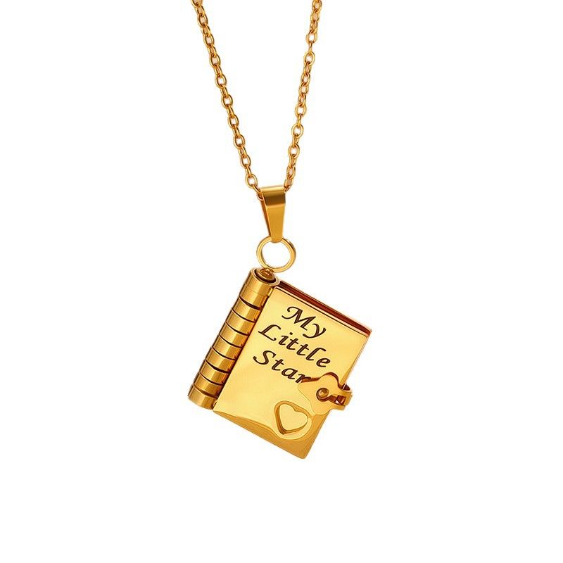 Limited Time Deal My Little Star” Book Locket Necklace–Stainless Steel Gold/Silver Plated Pendant with Heart Detail, Zawadi ya Mapenzi (Gift of Love) for Her, Perfect Romantic Gift for Valentine's Day