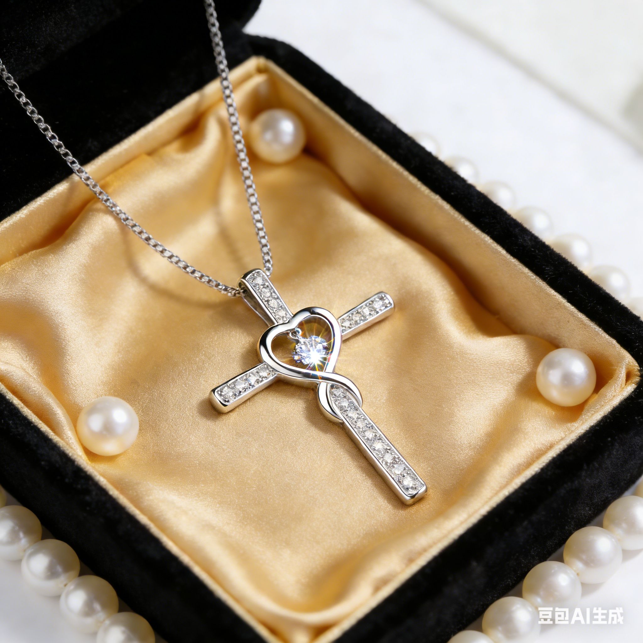 Limited Time Deal Sparkling Infinity Cross & Heart Pendant Necklace – Silver Tone Diamond Accent Religious Jewelry | Romantic Gift for Her | Shanga ya Msalaba na Moyo Elegant Cross Necklace with Heart