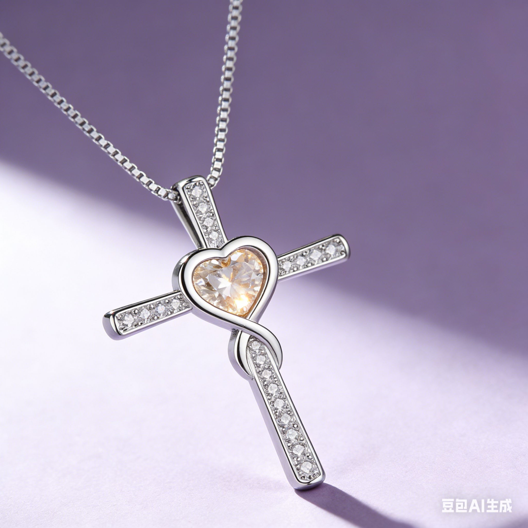 Limited Time Deal Sparkling Infinity Cross & Heart Pendant Necklace – Silver Tone Diamond Accent Religious Jewelry | Romantic Gift for Her | Shanga ya Msalaba na Moyo Elegant Cross Necklace with Heart