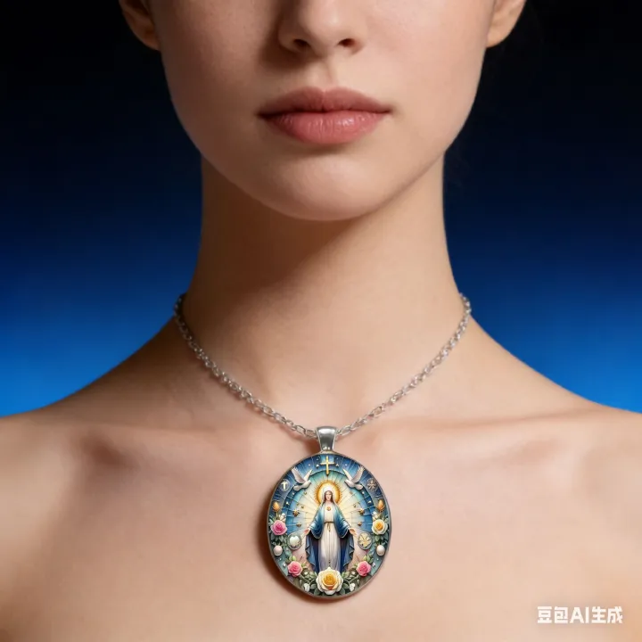 Vibrant Our Lady Mary Pendant Necklace (Floral Accents) – Festive Wear, Top Gift for Couples & Lovers | Vifaa vya kofia vya mapenzi (Love Jewelry) Meaningful Religious Accessory