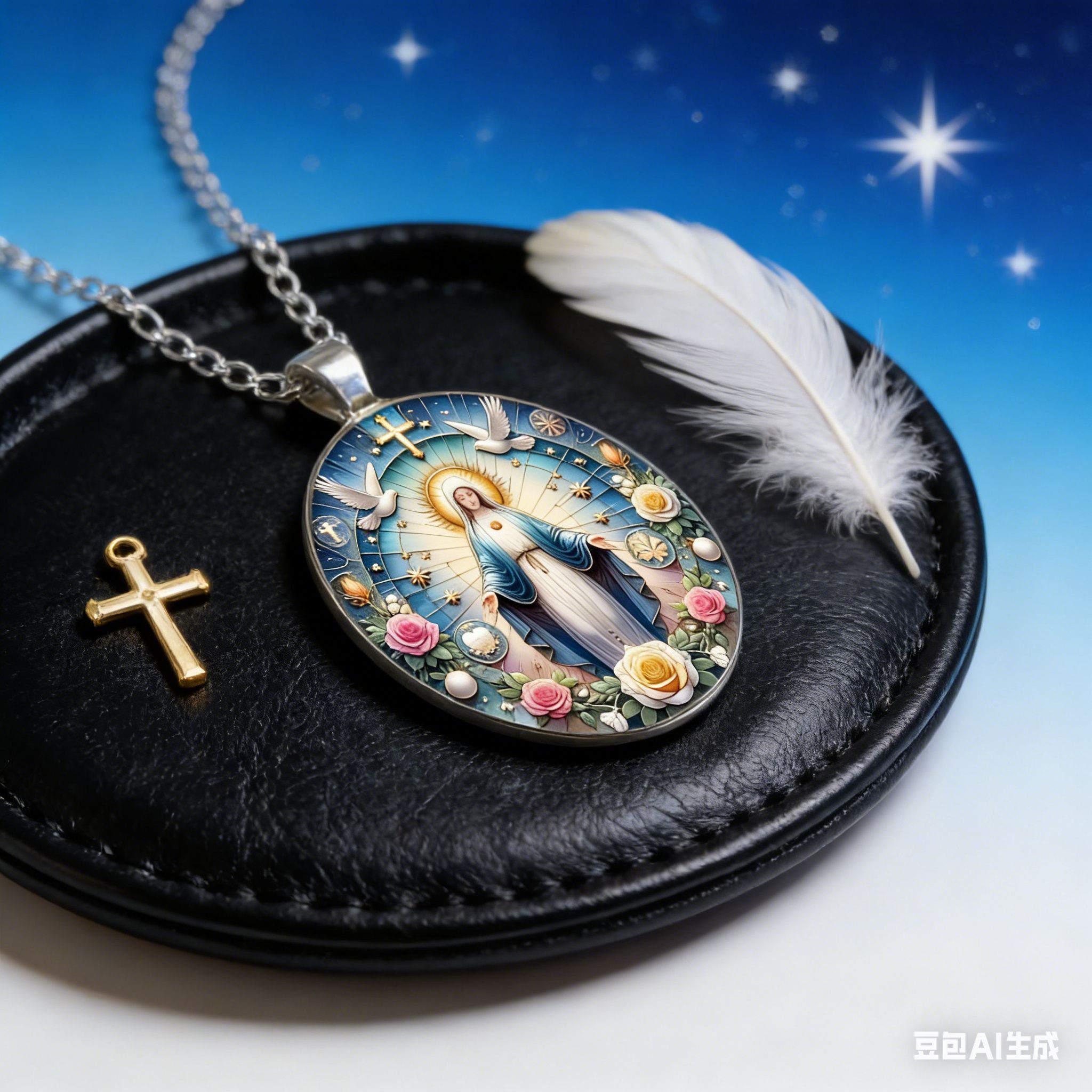 Vibrant Our Lady Mary Pendant Necklace (Floral Accents) – Festive Wear, Top Gift for Couples & Lovers | Vifaa vya kofia vya mapenzi (Love Jewelry) Meaningful Religious Accessory