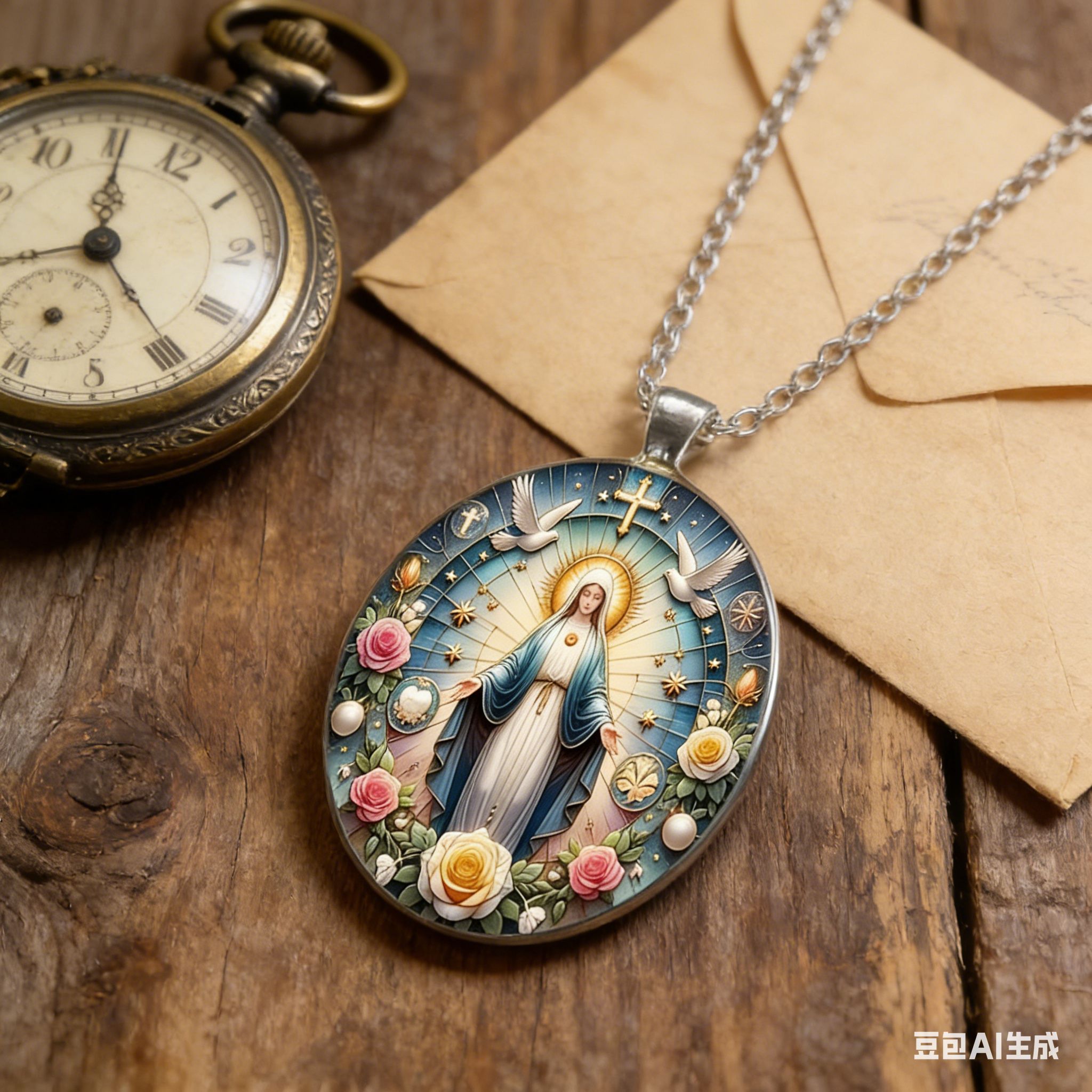 Vibrant Our Lady Mary Pendant Necklace (Floral Accents) – Festive Wear, Top Gift for Couples & Lovers | Vifaa vya kofia vya mapenzi (Love Jewelry) Meaningful Religious Accessory
