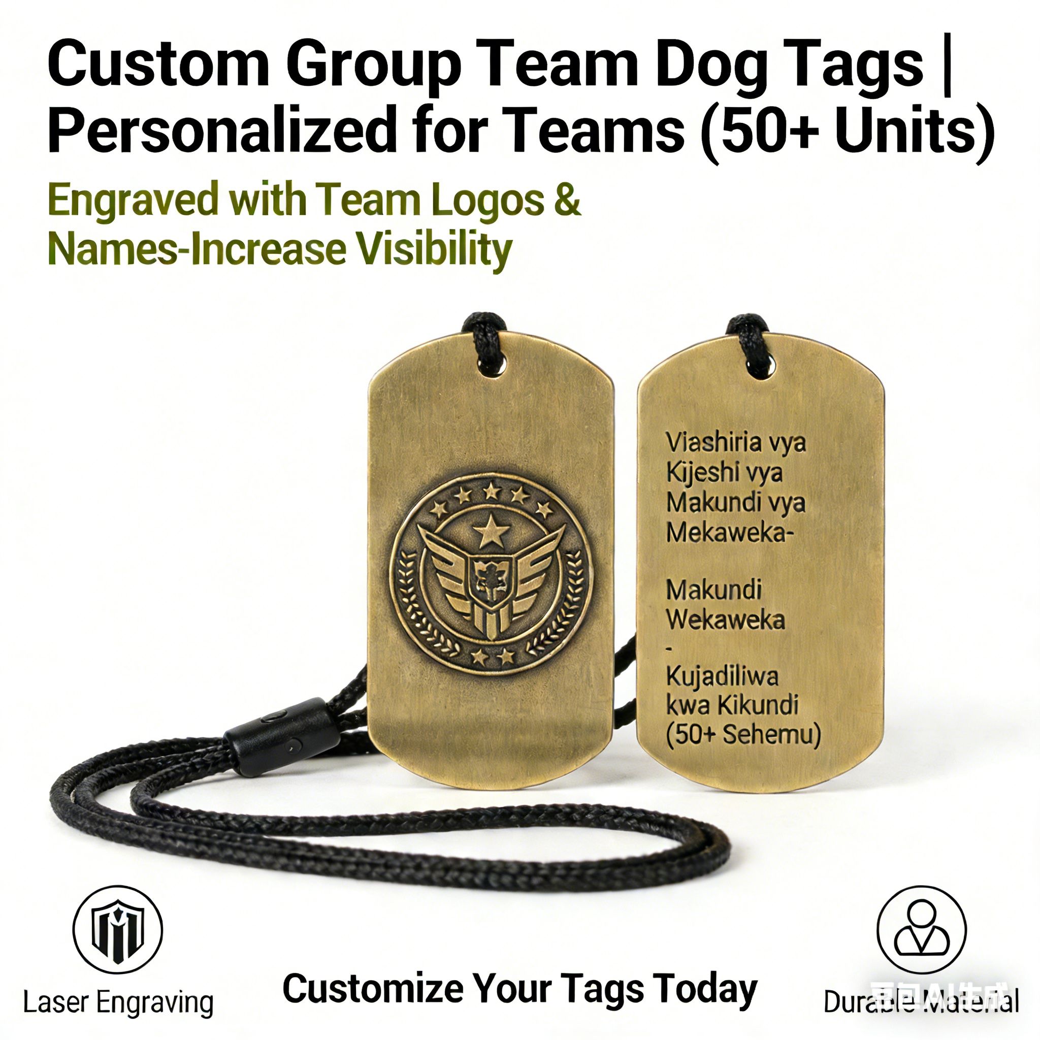 Minimum order quantity: 50 necklaces  Customizable  Team Tag Necklaces – Personalized Team/Groups Signage (50+ Min Order) | Boost Unity & Visibility | Vifaa vya Kikundi kwa Umoja wa Kikundi