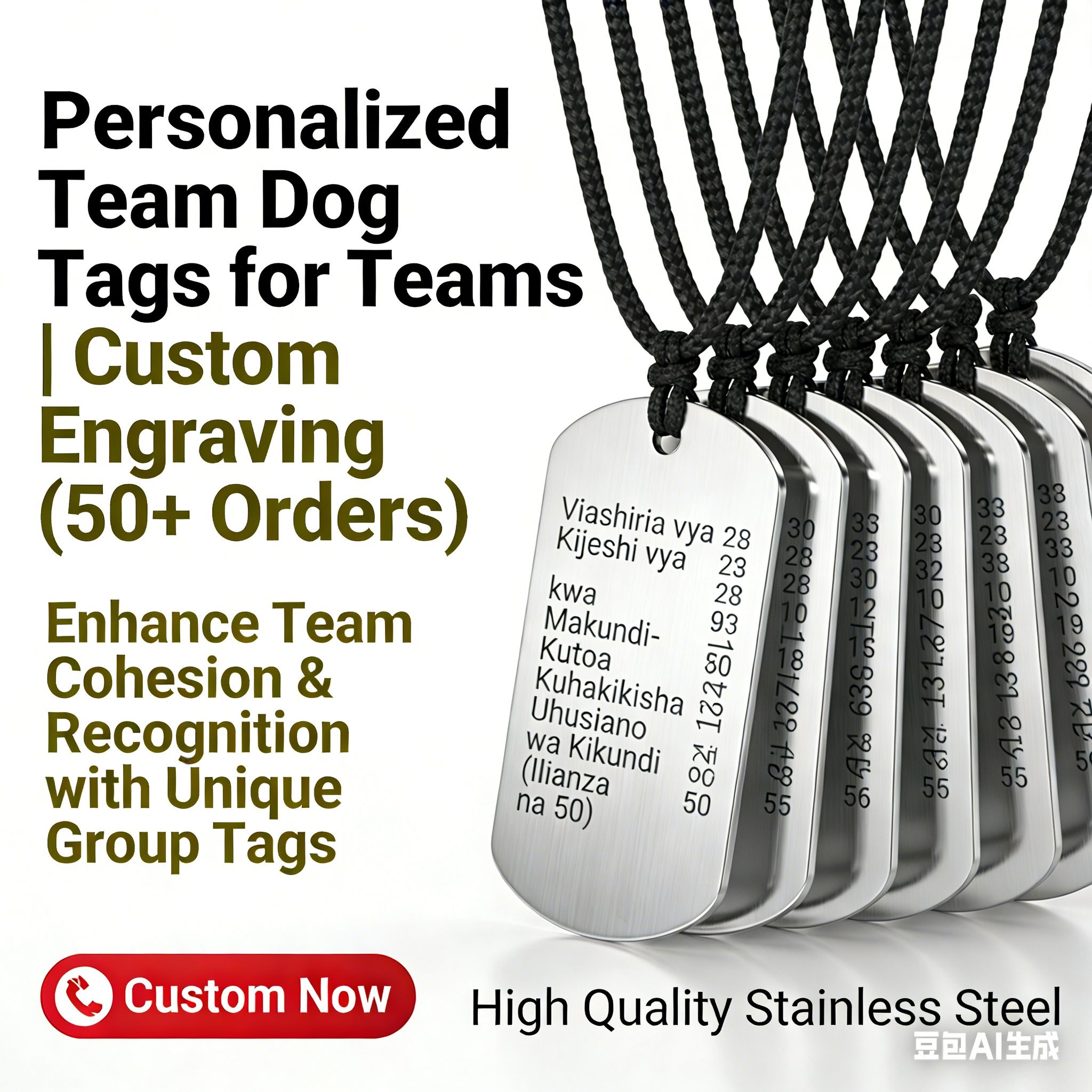 Minimum order quantity: 50 necklaces  Customizable  Team Tag Necklaces – Personalized Team/Groups Signage (50+ Min Order) | Boost Unity & Visibility | Vifaa vya Kikundi kwa Umoja wa Kikundi