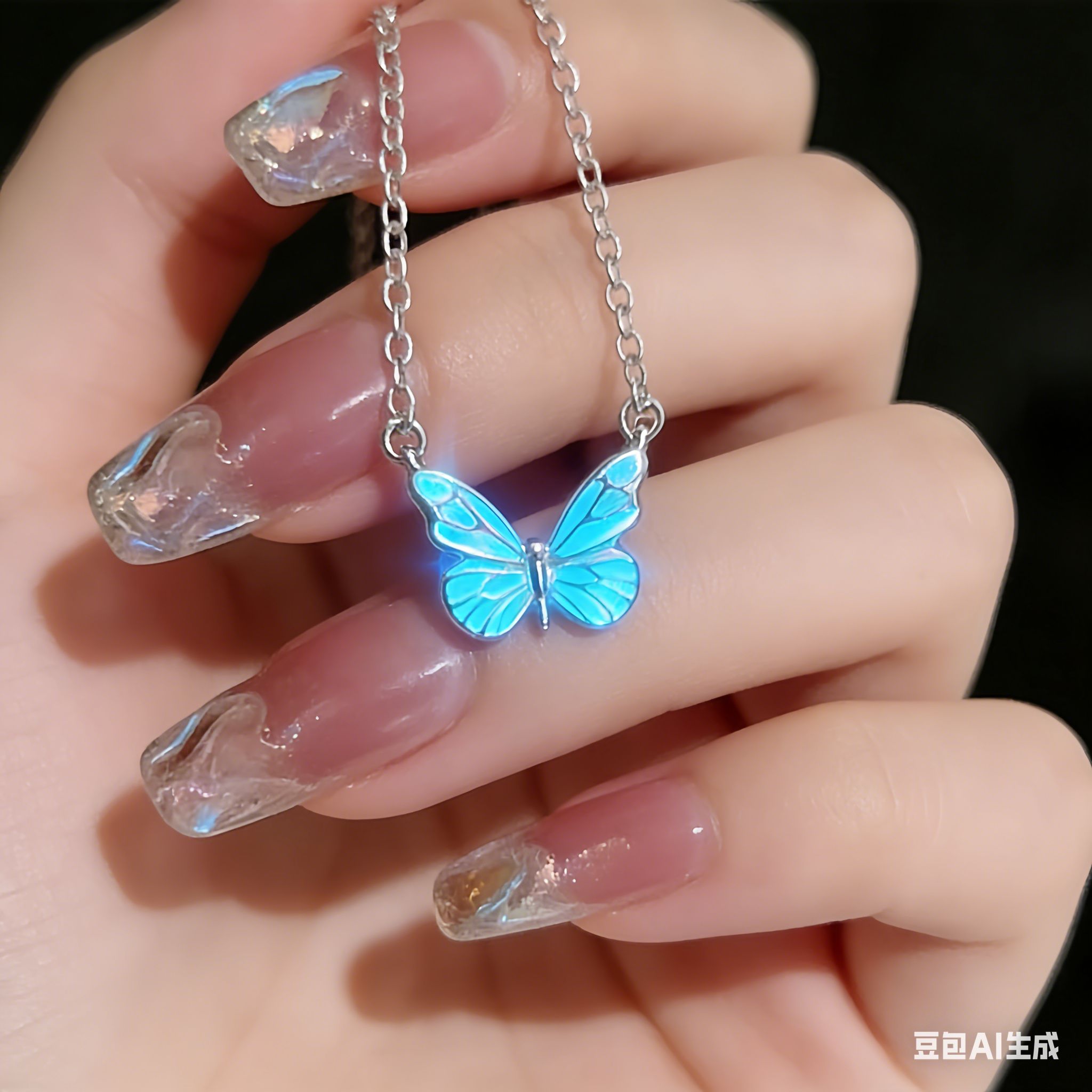 2-Piece Glow-in-the-Dark Butterfly Jewelry Set (Necklace + Bracelet) – Super Budget-Friendly, Luminous Design Makes You Shine | Top Gift for Lovers, Family & Partners | Zawadi ya Mapenzi na Ndugu