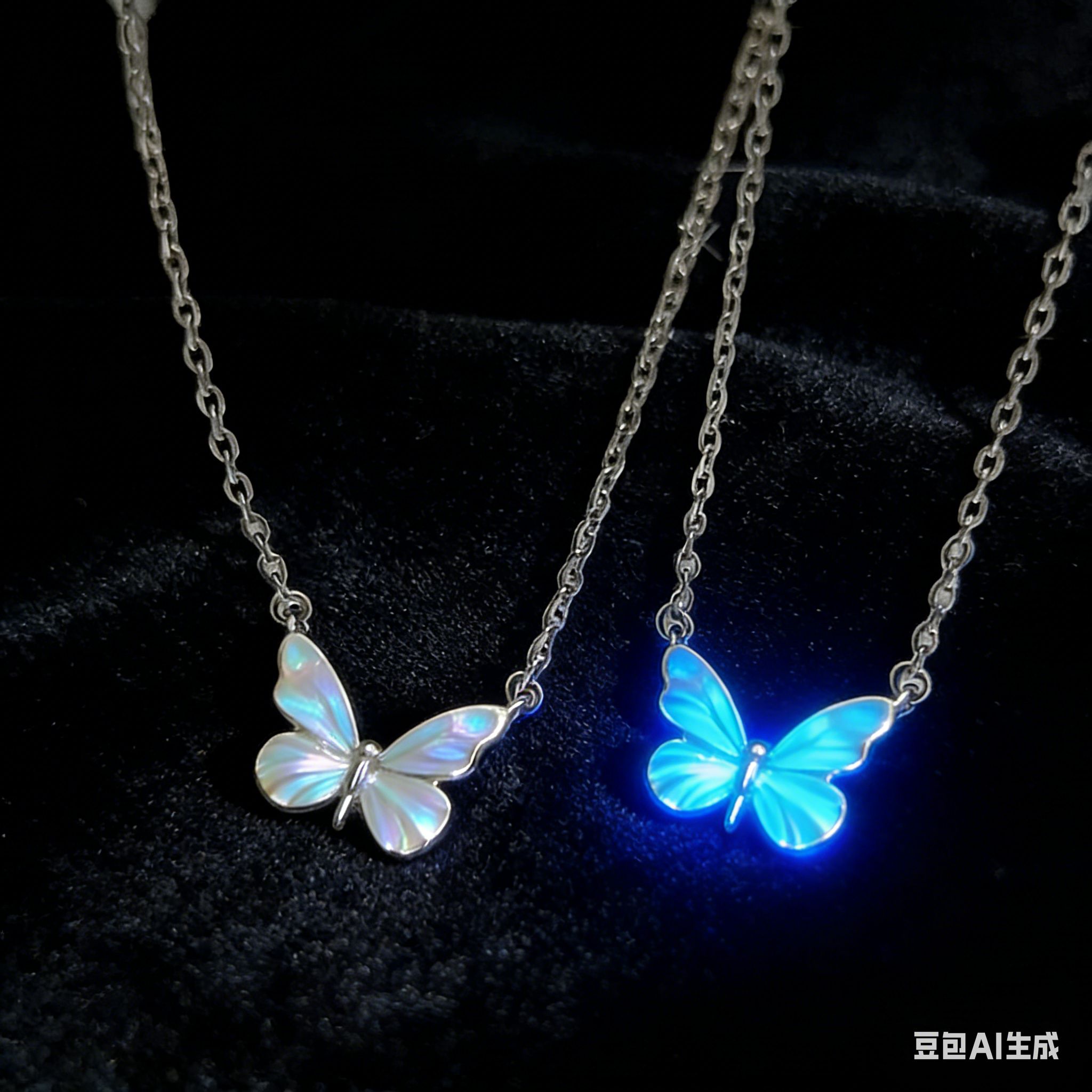 2-Piece Glow-in-the-Dark Butterfly Jewelry Set (Necklace + Bracelet) – Super Budget-Friendly, Luminous Design Makes You Shine | Top Gift for Lovers, Family & Partners | Zawadi ya Mapenzi na Ndugu