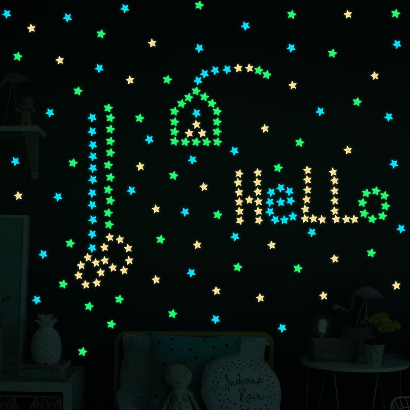 Flash Fash 100-Piece 3D Glow-in-the-Dark Stars Set – Super Budget-Friendly, Ideal for Creating Home Starry Sky Ambiance  Favorites of Kids & Lovers  Zawadi ya Watoto na Wanandoa kwa Mazingira ya Nyota